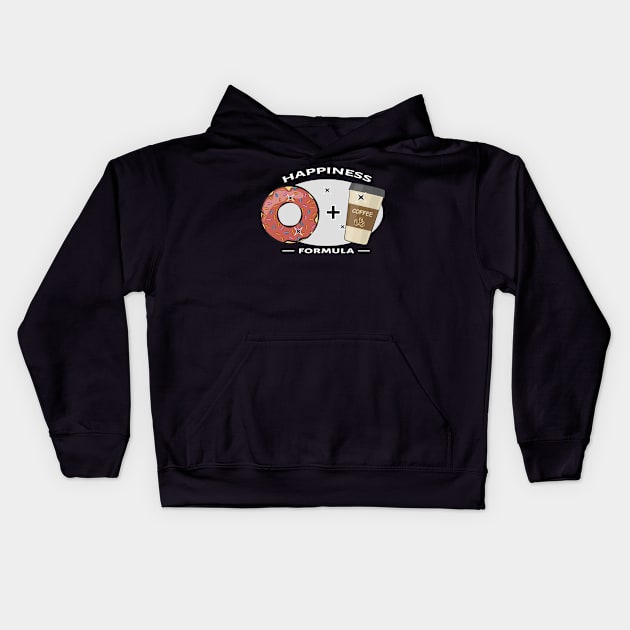 Happiness Formula - Donut And Coffee - Funny Kids Hoodie by DesignWood Atelier